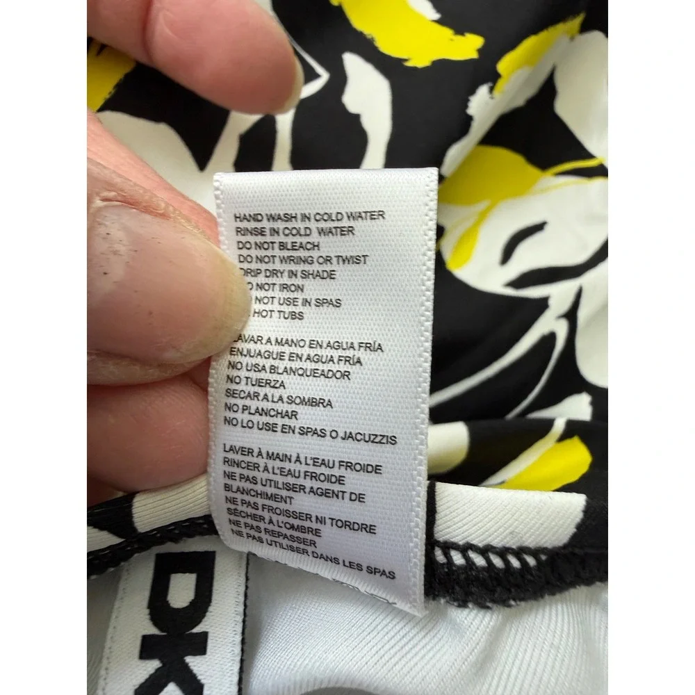 DKNY Womens Small One Piece Swimsuit Black White Yellow Floral  Tummy Control - Picture 11 of 13